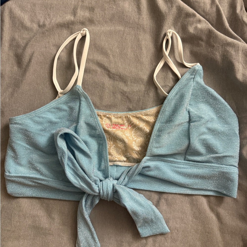 Free People Adjustable Glittering Teal Bikini Top